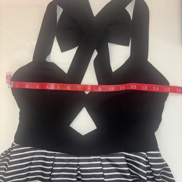 Ark & Co Women’s Dress Sz Med Babydoll Dress Fit flare Bow Stripped - Picture 11 of 13